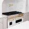 Autograph Edition 48 In. 6.0 Cu. Ft. Legacy Dual Fuel Range With 7 Burner Gas Cooktop And 2 Electric Ovens In Stainless Steel With White Matte Doors And Polished Gold Accents