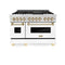 Autograph Edition 48 In. 6.0 Cu. Ft. Legacy Dual Fuel Range With 7 Burner Gas Cooktop And 2 Electric Ovens In Stainless Steel With White Matte Doors And Polished Gold Accents