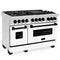 Autograph Edition 48 In. 6.0 Cu. Ft. Legacy Dual Fuel Range With 7 Burner Gas Cooktop And 2 Electric Ovens In Stainless Steel With White Matte Doors And Matte Black Accents