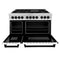 Autograph Edition 48 In. 6.0 Cu. Ft. Legacy Dual Fuel Range With 7 Burner Gas Cooktop And 2 Electric Ovens In Stainless Steel With White Matte Doors And Matte Black Accents