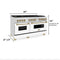 Autograph Edition 60 In. 7.4 Cu. Ft. Legacy Dual Fuel Range With 9 Burner Gas Cooktop And 2 Electric Convection Ovens In Stainless Steel With White Matte Doors And Champagne Bronze Accents