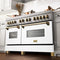 Autograph Edition 60 In. 7.4 Cu. Ft. Legacy Dual Fuel Range With 9 Burner Gas Cooktop And 2 Electric Convection Ovens In Stainless Steel With White Matte Doors And Polished Gold Accents
