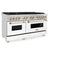 Autograph Edition 60 In. 7.4 Cu. Ft. Legacy Dual Fuel Range With 9 Burner Gas Cooktop And 2 Electric Convection Ovens In Stainless Steel With White Matte Doors And Polished Gold Accents