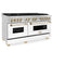 Autograph Edition 60 In. 7.4 Cu. Ft. Legacy Dual Fuel Range With 9 Burner Gas Cooktop And 2 Electric Convection Ovens In Stainless Steel With White Matte Doors And Polished Gold Accents