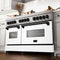 Autograph Edition 60 In. 7.4 Cu. Ft. Legacy Dual Fuel Range With 9 Burner Gas Cooktop And 2 Electric Convection Ovens In Stainless Steel With White Matte Doors And Matte Black Accents