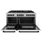 Autograph Edition 60 In. 7.4 Cu. Ft. Legacy Dual Fuel Range With 9 Burner Gas Cooktop And 2 Electric Convection Ovens In Stainless Steel With White Matte Doors And Matte Black Accents