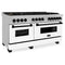 Autograph Edition 60 In. 7.4 Cu. Ft. Legacy Dual Fuel Range With 9 Burner Gas Cooktop And 2 Electric Convection Ovens In Stainless Steel With White Matte Doors And Matte Black Accents