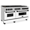 Autograph Edition 60 In. 7.4 Cu. Ft. Legacy Dual Fuel Range With 9 Burner Gas Cooktop And 2 Electric Convection Ovens In Stainless Steel With White Matte Doors And Matte Black Accents