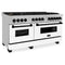 Autograph Edition 60 In. 7.4 Cu. Ft. Legacy Dual Fuel Range With 9 Burner Gas Cooktop And 2 Electric Convection Ovens In Stainless Steel With White Matte Doors And Matte Black Accents