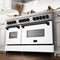 Autograph Edition 60 In. 7.4 Cu. Ft. Legacy Dual Fuel Range With 9 Burner Gas Cooktop And 2 Electric Convection Ovens In Stainless Steel With White Matte Doors And Matte Black Accents