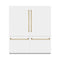 Autograph Edition 72 In. 39.6 Cu. Ft. French Door Built-in Bottom Freezer Refrigerator With Water Dispensers And Ice Makers In White Matte And Polished Gold Accents
