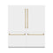 Autograph Edition 72 In. 39.6 Cu. Ft. French Door Built-in Bottom Freezer Refrigerator With Water Dispensers And Ice Makers In White Matte And Polished Gold Accents