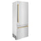 Autograph Edition 30 In. 16.1 Cu. Ft. Built-in Bottom Freezer Refrigerator With Water Dispenser And Ice Maker In Stainless Steel With Champagne Bronze Accents
