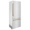 Autograph Edition 30 In. 16.1 Cu. Ft. Built-in Bottom Freezer Refrigerator With Water Dispenser And Ice Maker In Stainless Steel With Polished Gold Accents