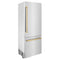 Autograph Edition 30 In. 16.1 Cu. Ft. Built-in Bottom Freezer Refrigerator With Water Dispenser And Ice Maker In Stainless Steel With Polished Gold Accents