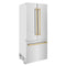 Autograph Edition 36 In. 19.6 Cu. Ft. French Door Built-in Bottom Freezer Refrigerator With Water Dispenser And Ice Maker In Stainless Steel With Polished Gold Accents