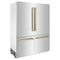 Autograph Edition 60 In. 32.2 Cu. Ft. French Door Built-in Bottom Freezer Refrigerator With Water Dispenser And Ice Maker In Stainless Steel With Polished Gold Accents