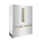 Autograph Edition 60 In. 32.2 Cu. Ft. French Door Built-in Bottom Freezer Refrigerator With Water Dispenser And Ice Maker In Stainless Steel With Polished Gold Accents