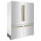 Autograph Edition 60 In. 32.2 Cu. Ft. French Door Built-in Bottom Freezer Refrigerator With Water Dispenser And Ice Maker In Stainless Steel With Polished Gold Accents