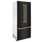Autograph Edition 36 In. 19.6 Cu. Ft. French Door Built-in Bottom Freezer Refrigerator With Water Dispenser And Ice Maker In Black Stainless Steel With Champagne Bronze Accents