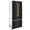 Autograph Edition 36 In. 19.6 Cu. Ft. French Door Built-in Bottom Freezer Refrigerator With Water Dispenser And Ice Maker In Black Stainless Steel With Champagne Bronze Accents