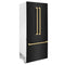 Autograph Edition 36 In. 19.6 Cu. Ft. French Door Built-in Bottom Freezer Refrigerator With Water Dispenser And Ice Maker In Black Stainless Steel With Polished Gold Accents