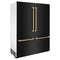 Autograph Edition 60 In. 32.2 Cu. Ft. French Door Built-in Bottom Freezer Refrigerator With Water Dispenser And Ice Maker In Black Stainless Steel With Polished Gold Accents