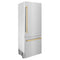 Autograph Edition 30 In. 16.1 Cu. Ft. Built-in Bottom Freezer Refrigerator With Water Dispenser And Ice Maker In Satin Stainless Steel With Polished Gold Accents