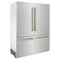Autograph Edition 60 In. 32.2 Cu. Ft. French Door Built-in Bottom Freezer Refrigerator With Water Dispenser And Ice Maker In Satin Stainless Steel With Champagne Bronze Accents