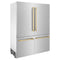 Autograph Edition 60 In. 32.2 Cu. Ft. French Door Built-in Bottom Freezer Refrigerator With Water Dispenser And Ice Maker In Satin Stainless Steel With Polished Gold Accents