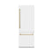 Autograph Edition 30 In. 16.1 Cu. Ft. Built-in Bottom Freezer Refrigerator With Water Dispenser And Ice Maker In White Matte With Champagne Bronze Accents