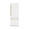 Autograph Edition 30 In. 16.1 Cu. Ft. Built-in Bottom Freezer Refrigerator With Water Dispenser And Ice Maker In White Matte With Polished Gold Accents