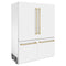 Autograph Edition 60 In. 32.2 Cu. Ft. French Door Built-in Bottom Freezer Refrigerator With Water Dispenser And Ice Maker In White Matte With Champagne Bronze Accents