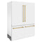 Autograph Edition 60 In. 32.2 Cu. Ft. French Door Built-in Bottom Freezer Refrigerator With Water Dispenser And Ice Maker In White Matte With Polished Gold Accents