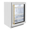 Autograph Edition 24 In. Touchstone 151 Can Beverage Fridge With Satin Stainless Steel Glass Door And Champagne Bronze Handle