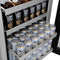 Autograph Edition 24 In. Touchstone 151 Can Beverage Fridge With Satin Stainless Steel Glass Door And Champagne Bronze Handle