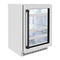 Autograph Edition 24 In. Touchstone 151 Can Beverage Fridge With Satin Stainless Steel Glass Door And Matte Black Handle