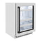 Autograph Edition 24 In. Touchstone 151 Can Beverage Fridge With Satin Stainless Steel Glass Door And Matte Black Handle