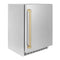 Autograph Edition 24 In. Touchstone 151 Can Beverage Fridge With Solid Stainless Steel Door And Champagne Bronze Handle