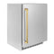 Autograph Edition 24 In. Touchstone 151 Can Beverage Fridge With Solid Stainless Steel Door And Polished Gold Handle