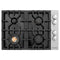 30 In. Gas Cooktop With 4 Brass Burners And Black Porcelain Top