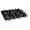 36 In. Gas Cooktop With 6 Brass Burners And Black Porcelain Top