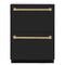 Autograph Edition 24 In. Touchstone 168 Can Outdoor-rated Dual Refrigerator Drawer With Black Matte Doors And Champagne Bronze Handles