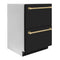 Autograph Edition 24 In. Touchstone 168 Can Outdoor-rated Dual Refrigerator Drawer With Black Matte Doors And Champagne Bronze Handles