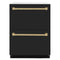 Autograph Edition 24 In. Touchstone 168 Can Outdoor-rated Dual Refrigerator Drawer With Black Matte Doors And Champagne Bronze Handles