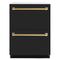 Autograph Edition 24 In. Touchstone 168 Can Outdoor-rated Dual Refrigerator Drawer With Black Matte Doors And Polished Gold Handles