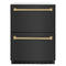 Autograph Edition 24 In. Touchstone 168 Can Outdoor-rated Dual Refrigerator Drawer With Black Stainless Steel Doors And Champagne Bronze Handles