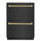 Autograph Edition 24 In. Touchstone 168 Can Outdoor-rated Dual Refrigerator Drawer With Black Stainless Steel Doors And Champagne Bronze Handles