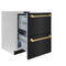 Autograph Edition 24 In. Touchstone 168 Can Outdoor-rated Dual Refrigerator Drawer With Black Stainless Steel Doors And Polished Gold Handles