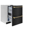 Autograph Edition 24 In. Touchstone 168 Can Outdoor-rated Dual Refrigerator Drawer With Black Stainless Steel Doors And Champagne Bronze Helix Handles